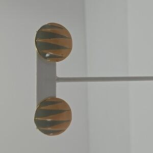 Blue and gold toned round earrings